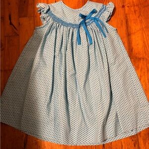 Charming Blue Polka Dot Kids Dress with Bow